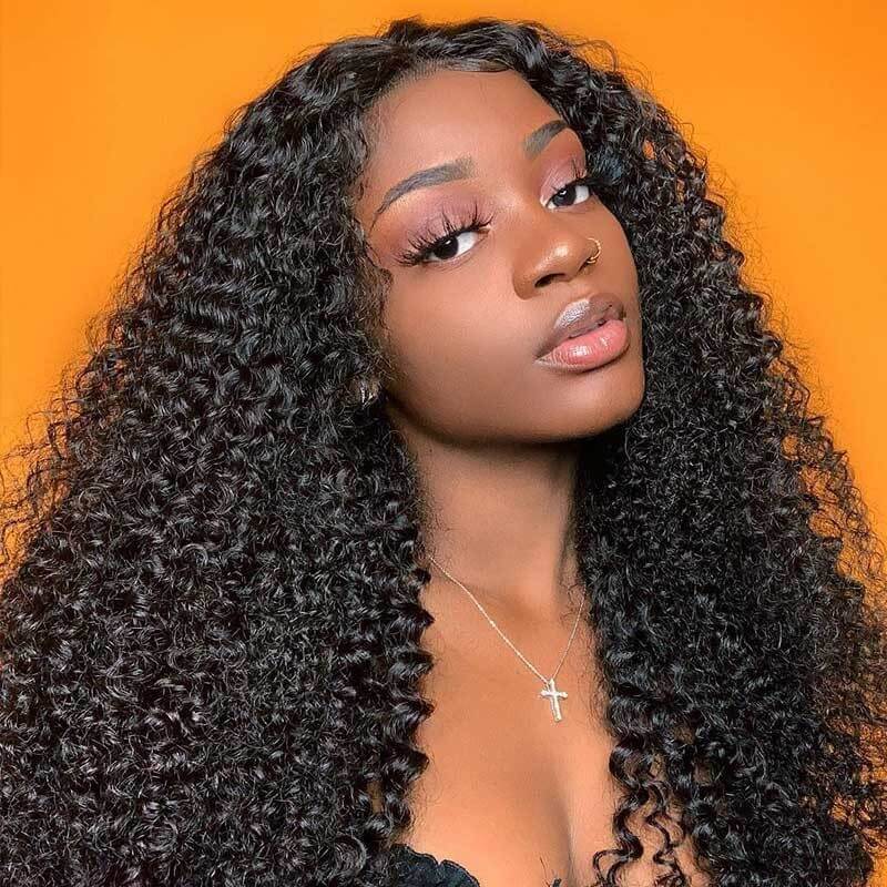 Firieya HD Lace Glueless 4x4 Closure Wig Pre Plucked Kinky Curly Invisible Lace Closure Human Hair Wigs