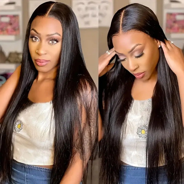 Firieya 4x4 Straight Transparent HD Lace Closure Wigs Pre Plucked with Baby Hair Glueless Virgin Human Hair Wig