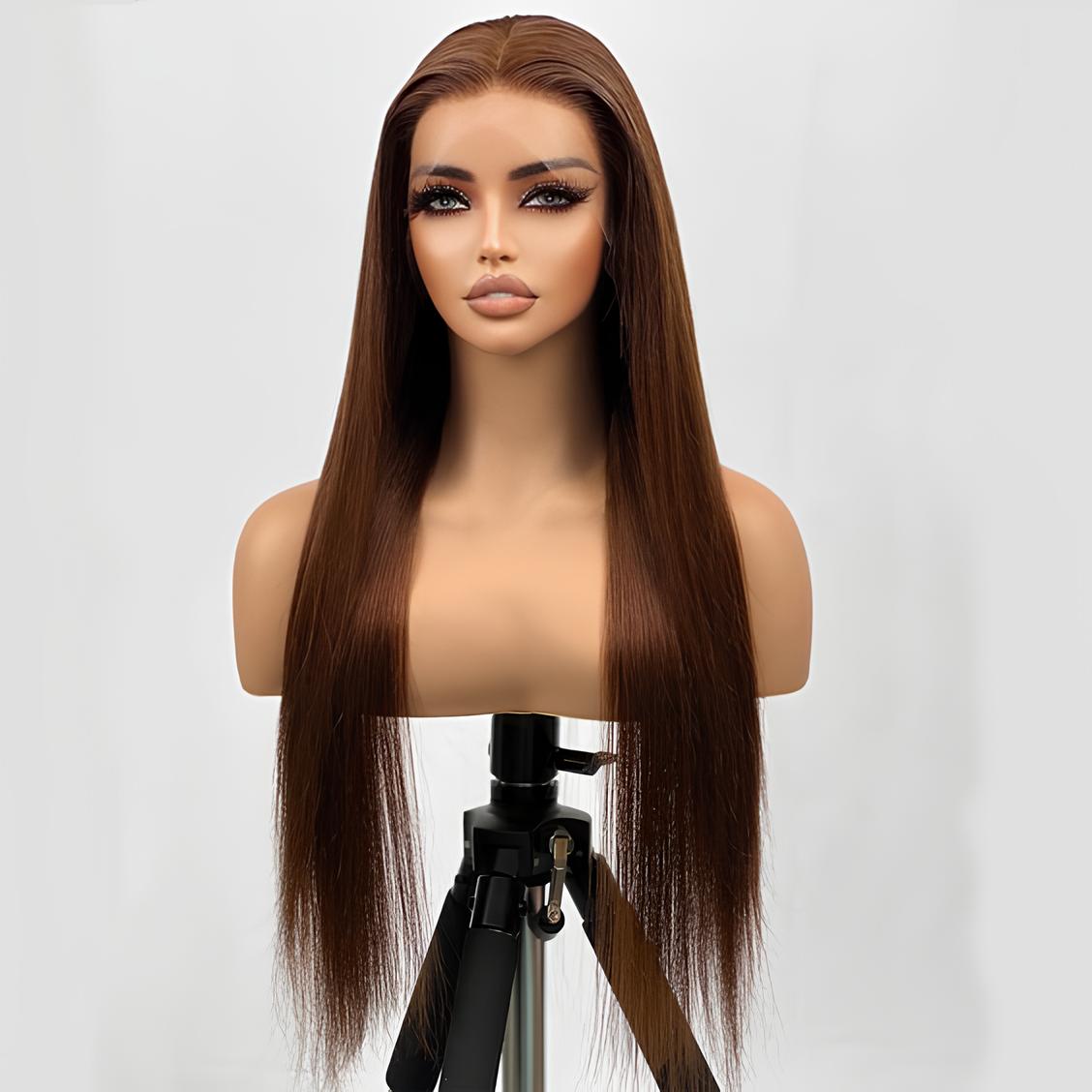 Firieya Chocolate Brown Pre plucked Glueless Wear Go Human Hair Wigs Brown Colored 7x5 HD Lace Closure Wig