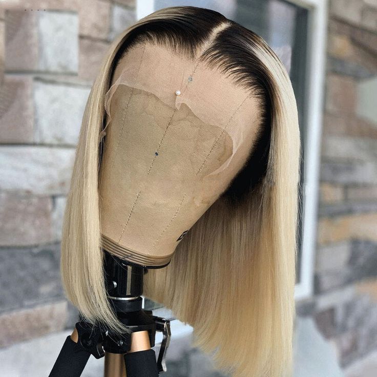 Firieya Ombre Blonde 13x4 Transparent HD Lace Frontal Straight Bob Wigs Brazilian Virgin Human Hair Wig