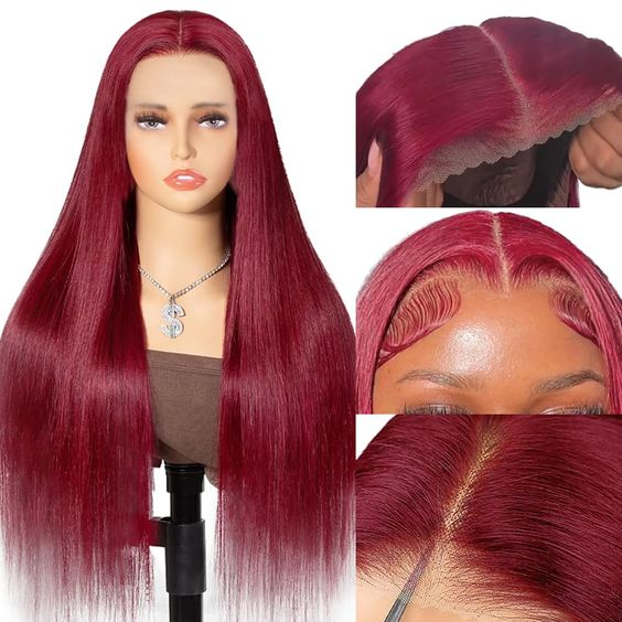 Firieya 99j Burgundy Lace Front Wigs Human Hair Pre Plucked Straight 9x6 HD Lace Front Human Hair Wigs for Women with Baby hair