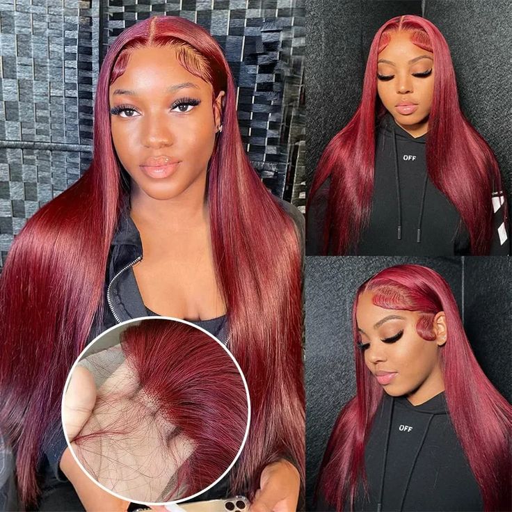 2 Wigs = $279 | 26" 13x4 Straight #99J Colored Wig & 24" 13x4 #99J Jerry Curly Wig