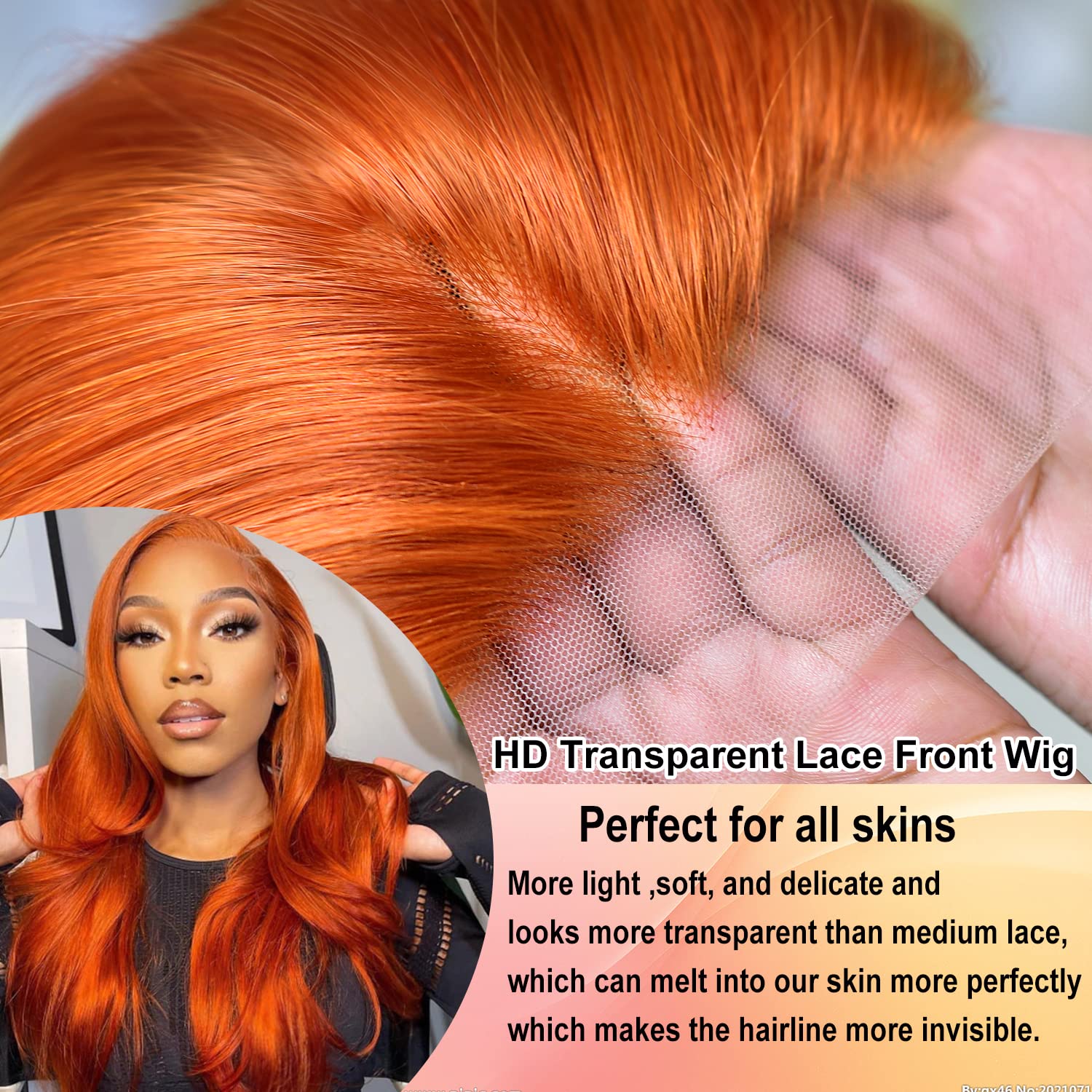 Firieya Ginger Orange Color Pre Plucked 5x5 Lace Closure Wigs Straight Human Hair Wigs