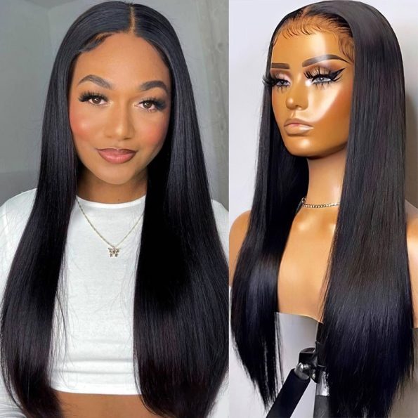 Firieya 5x5 Straight Transparent HD Lace Closure Wigs Pre Plucked with Baby Hair Glueless Virgin Human Hair Wig