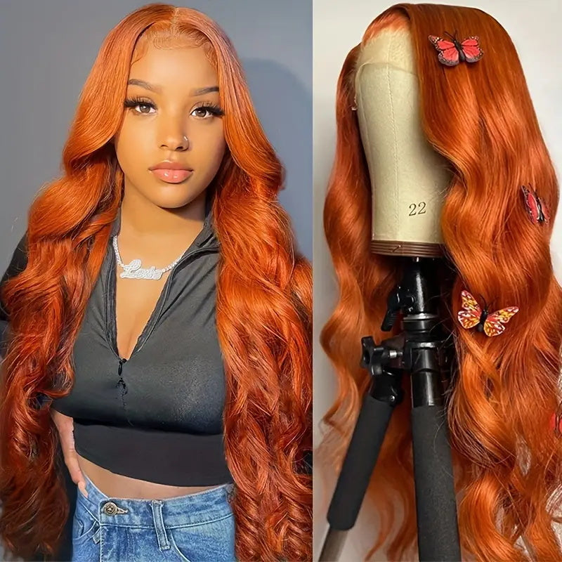 Firieya Ginger Orange Body Wave Human Hair Wigs Transparent 5x5 Lace Closure Human Hair Wig