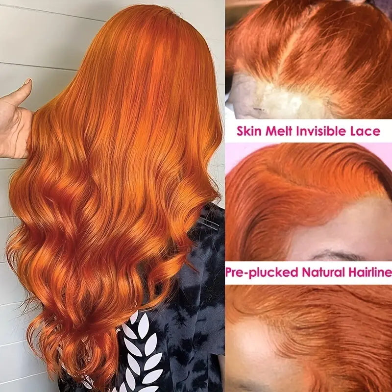 Firieya Ginger Orange Body Wave Human Hair Wigs Transparent 5x5 Lace Closure Human Hair Wig