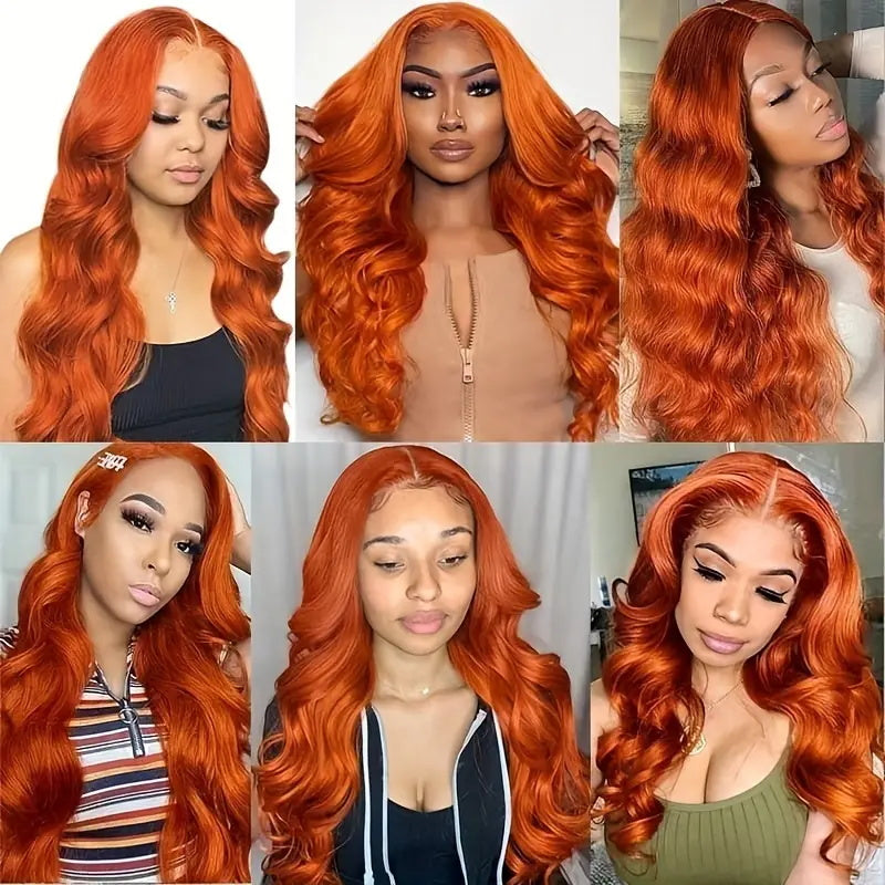 Firieya Ginger Orange Body Wave Human Hair Wigs Transparent 5x5 Lace Closure Human Hair Wig