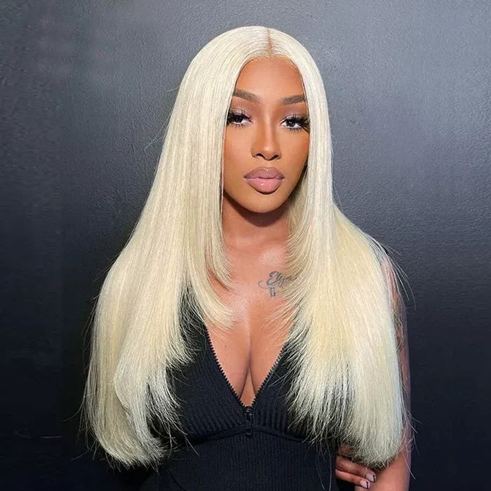 Firieya Layered Cut 613 Blonde Pre Plucked Glueless Straight 13x4 HD Transparent Lace Wigs