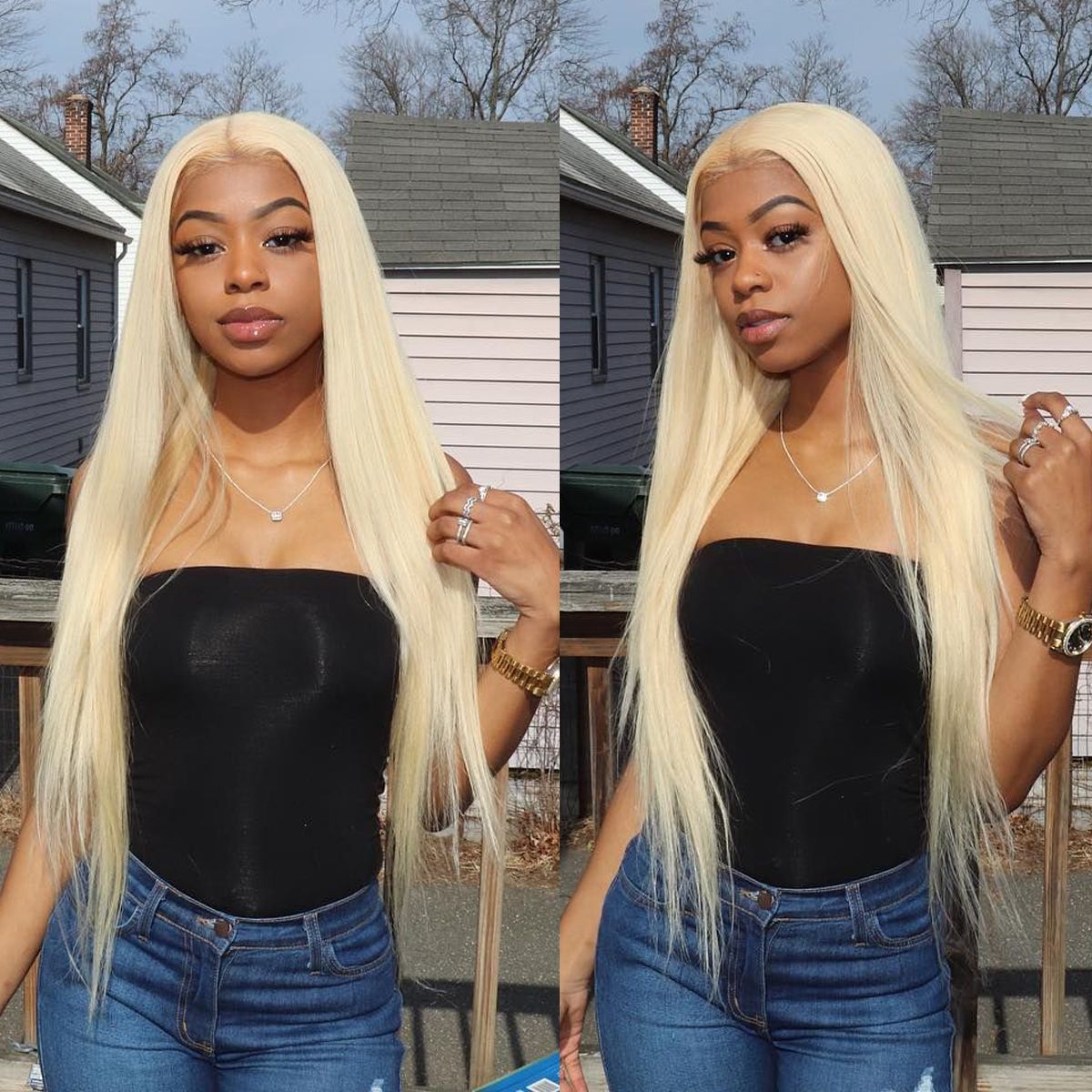 Firieya Hair 613 Blonde Straight Human Hair Lace Front Wigs Undetectable Lace Wig