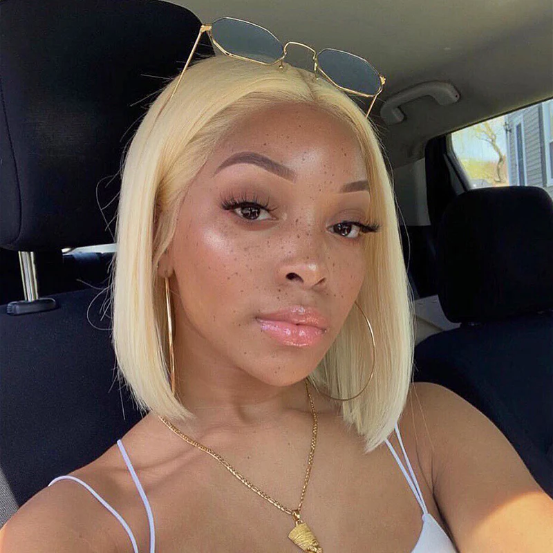 Firieya 4x4/13x4 Lace Wig #613 Blonde Bob Wig Brazilian Straight Human Hair Wigs
