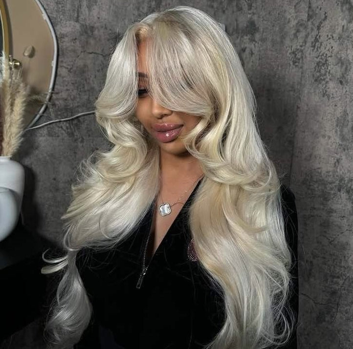 Firieya 613 Blonde 13x4 Curtain Bangs Body Wave Wig Pre Plucked Glueless HD Lace Human Hair Wigs