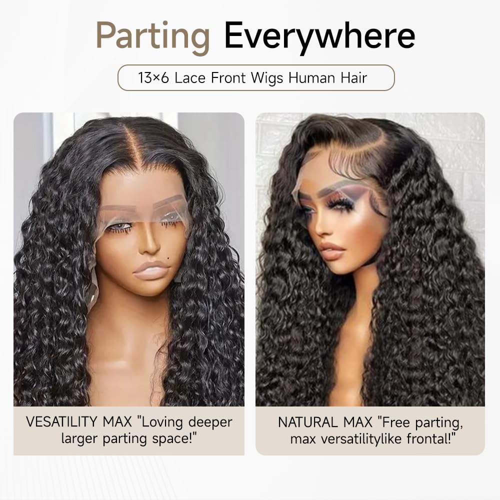 Firieya Deep Wave 13x6 HD Full Lace Wig Pre Plucked Glueless Lace Wig Deep Curly Hair