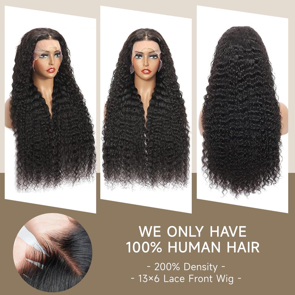 Firieya Deep Wave 13x6 HD Full Lace Wig Pre Plucked Glueless Lace Wig Deep Curly Hair