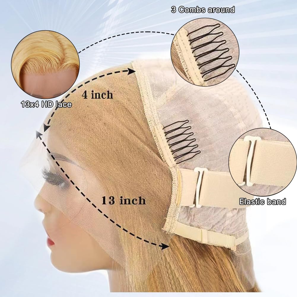 Firieya 13x4 Jerry Curly Human Hair Wigs Honey Blonde #27 Color Hair Transparent Lace Wigs