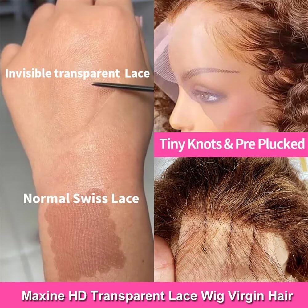 Firieya Honey Blonde 13x4 HD Lace Front Wig Human Hair Water Wave Ombre #P4/27 Highlight Human Hair Pre Plucked