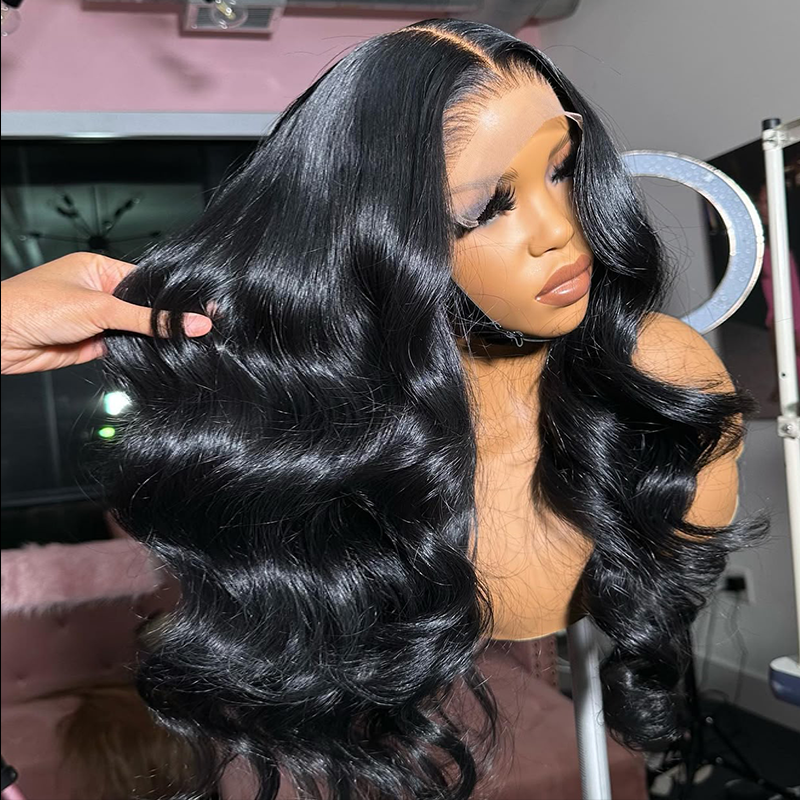 Firieya Affordable #1 Jet Black Body Wave Wig 13x6 Lace Front Human Hair Wigs