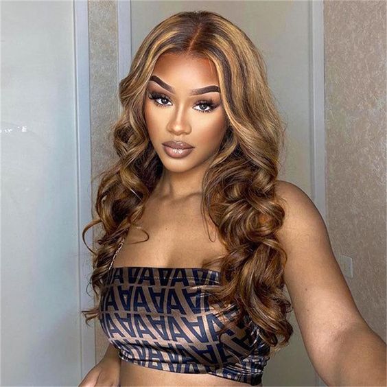 Firieya 5x5 Lace Honey Blonde HD Lace Closure Body Wave Wig Piano Highlights Human Hair Wigs