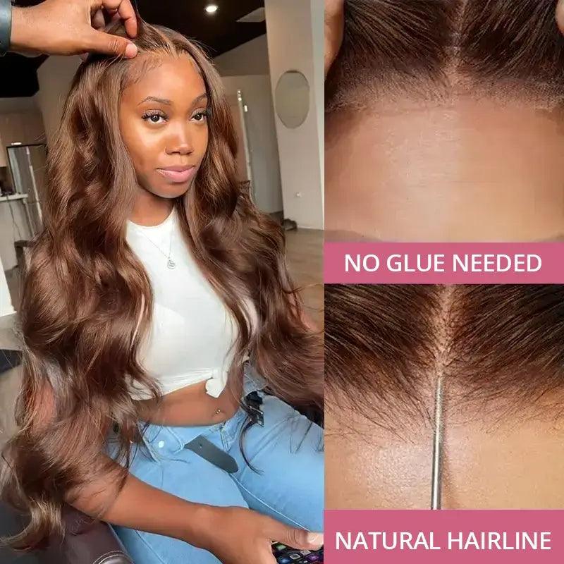 Firieya 9x6 Glueless Upgraded Bleached Knots Chocolate Brown Wig Body Wave Human Hair