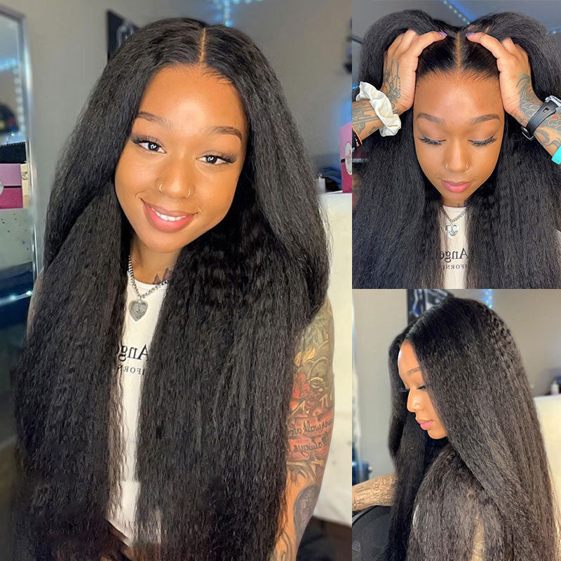 Firieya 9x6 HD Lace Front Wig Kinky Straight Wig Pre Plucked Real HD Lace Human Hair Wigs