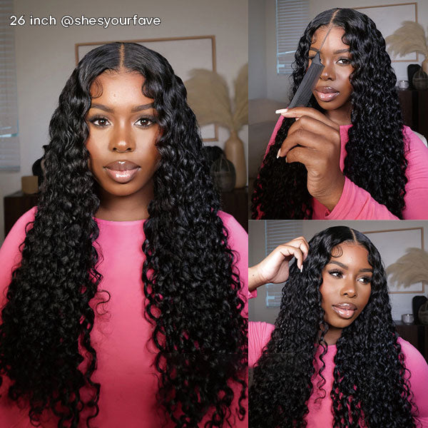Firieya 7x5 HD Lace Front Wig Water Wave Wig Pre Plucked Real HD Lace Human Hair Wigs