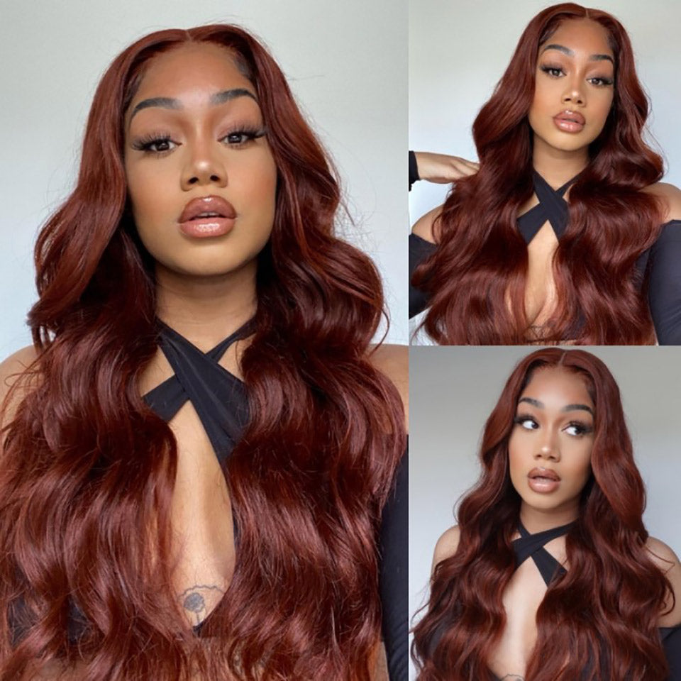 Firieya Body Wave Reddish Brown Upgrade 7x5 Pre Cut Lace Closure Ready To Go Wig With Bleached Knots