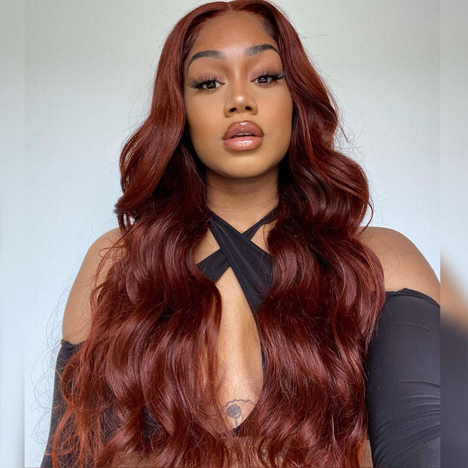 Firieya Body Wave Reddish Brown Upgrade 7x5 Pre Cut Lace Closure Ready To Go Wig With Bleached Knots