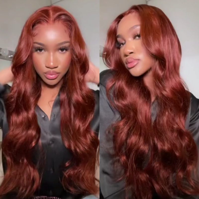 Firieya Body Wave Reddish Brown Upgrade 7x5 Pre Cut Lace Closure Ready To Go Wig With Bleached Knots