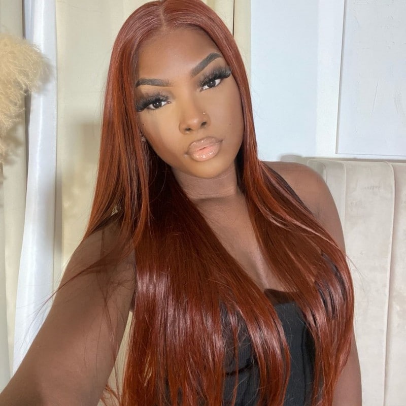 Firieya Straight Reddish Brown Upgrade 9x6 Pre Cut Lace Closure Ready To Go Wig With Bleached Knots