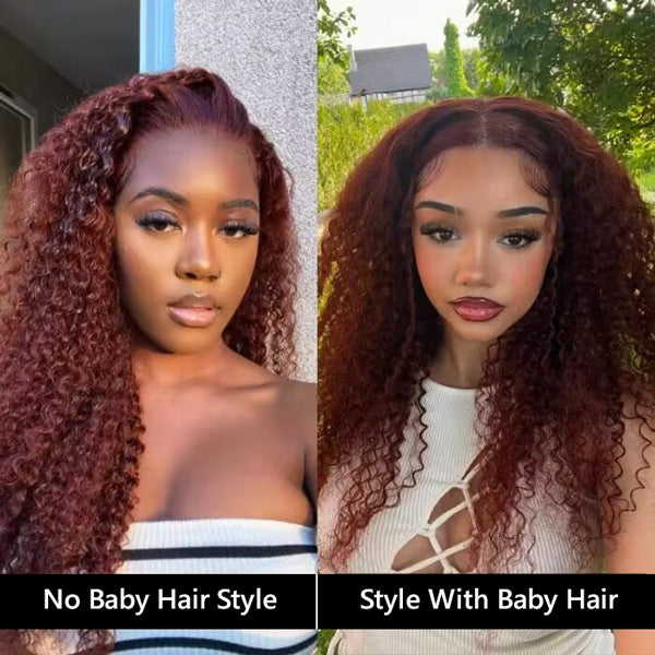 Firieya Water Wave Reddish Brown Color Wear Go Glueless Wig Pre-cut Lace Wig Preplucked 7x5 HD Lace Wig