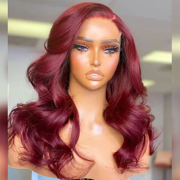 Firieya 99J Burgundy Wigs Body Wave Glueless Human Hair Wigs 4x4 Tansparent Lace Closure Wig