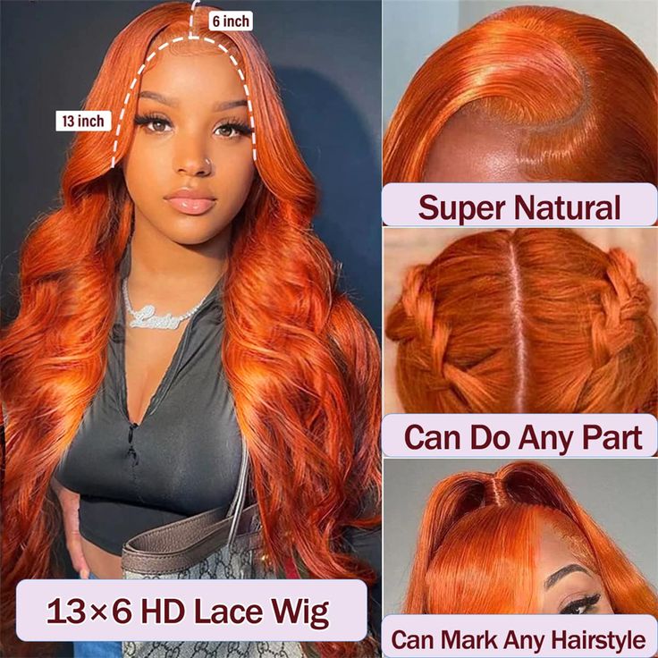 Firieya Ginger Orange Body Wave Human Hair Wigs HD 13x4/13x6 Lace Frontal Human Hair Wig