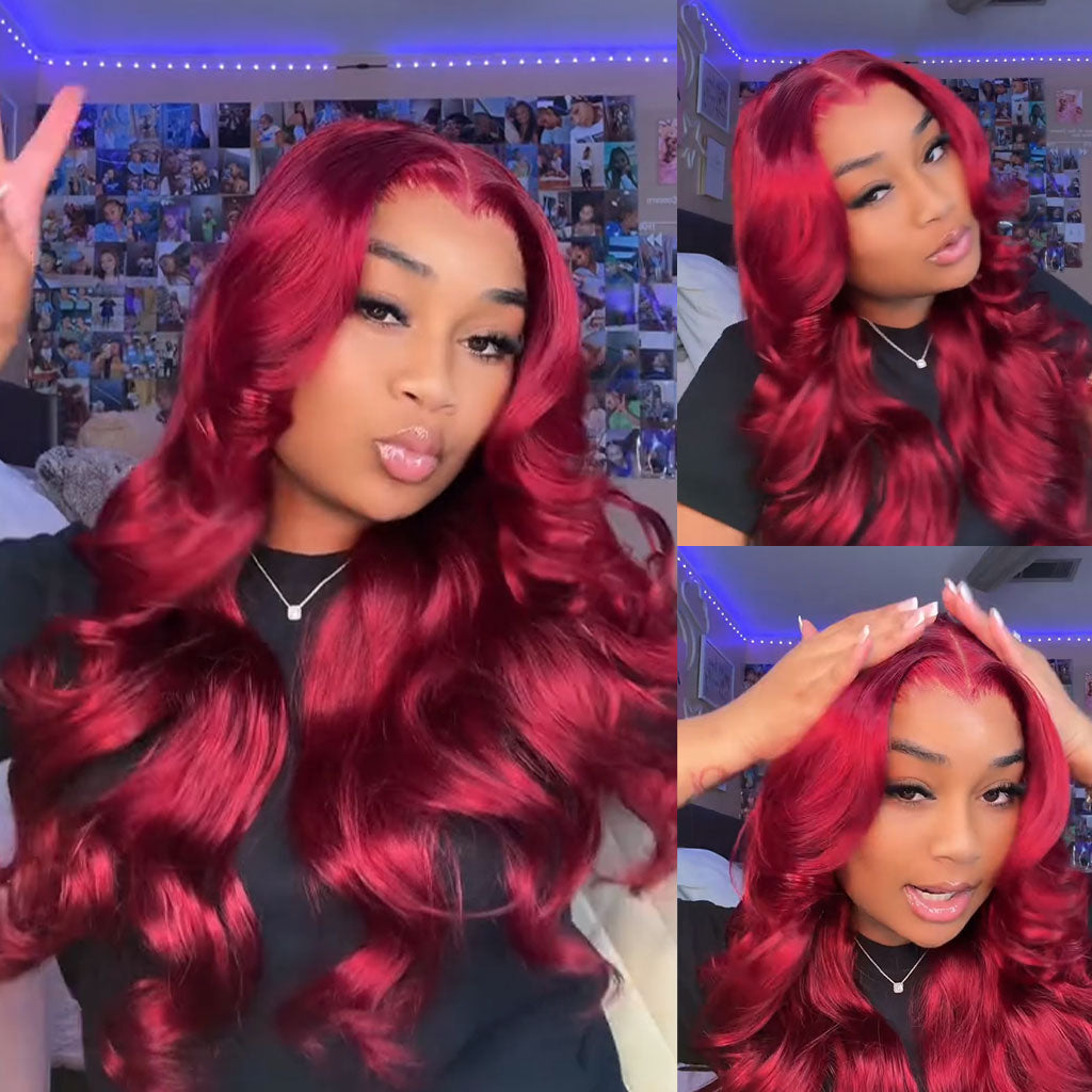 Firieya Full HD Lace 99J Burgundy Wigs Body Wave Glueless Human Hair Wigs Pre plucked Lace Frontal Wig