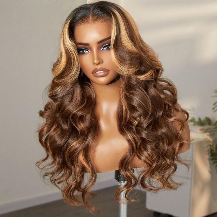 Firieya 4x4 Lace Honey Blonde HD Lace Closure Body Wave Wig Piano Highlights Human Hair Wigs