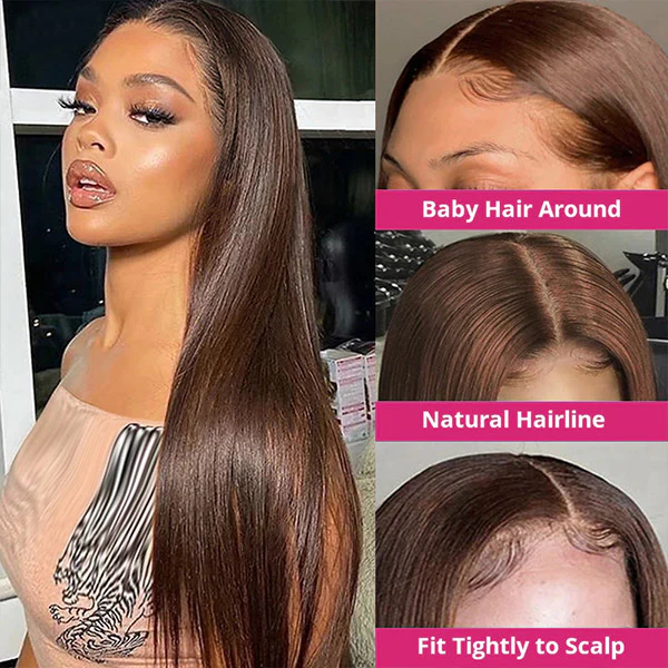 Firieya Chocolate Brown Pre plucked Glueless Wear Go Human Hair Wigs Brown Colored 9x6 HD Lace Closure Wig