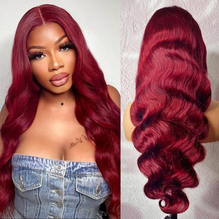 Firieya 99J Burgundy Wigs Body Wave Glueless Human Hair Wigs 5x5 Tansparent Lace Closure Wig