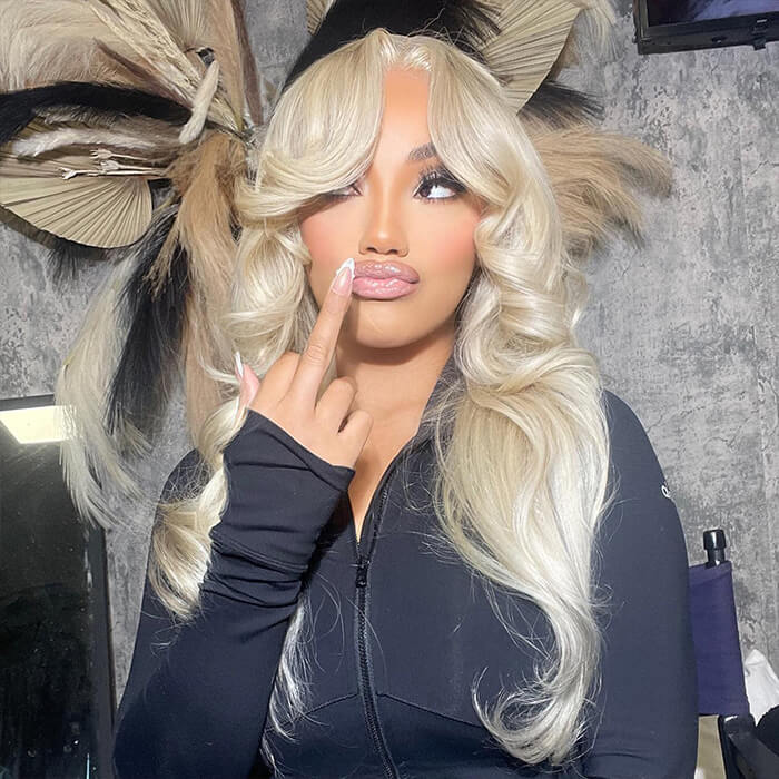 Firieya 613 Blonde 13x4 Curtain Bangs Body Wave Wig Pre Plucked Glueless HD Lace Human Hair Wigs