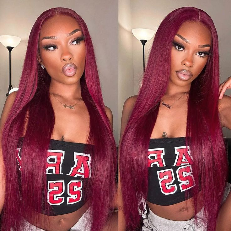 Firieya 99j Burgundy Lace Front Wigs Human Hair Pre Plucked Straight 7x5 HD Lace Front Human Hair Wigs for Women with Baby hair