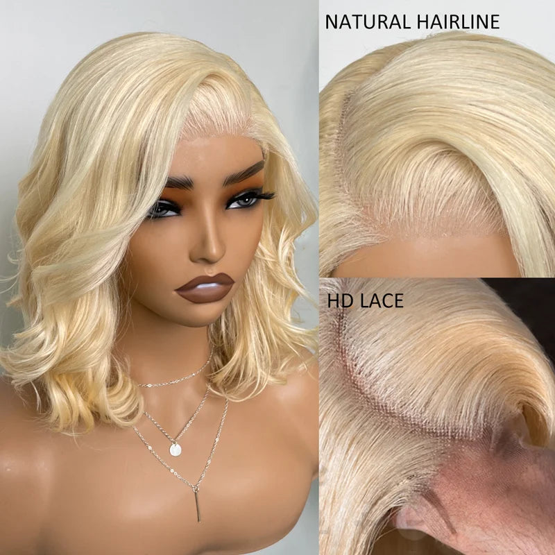 Firieya Body Wave Blonde #613 13x4 Transparent Lace Frontal Bob Wig 100% Virgin Human Hair