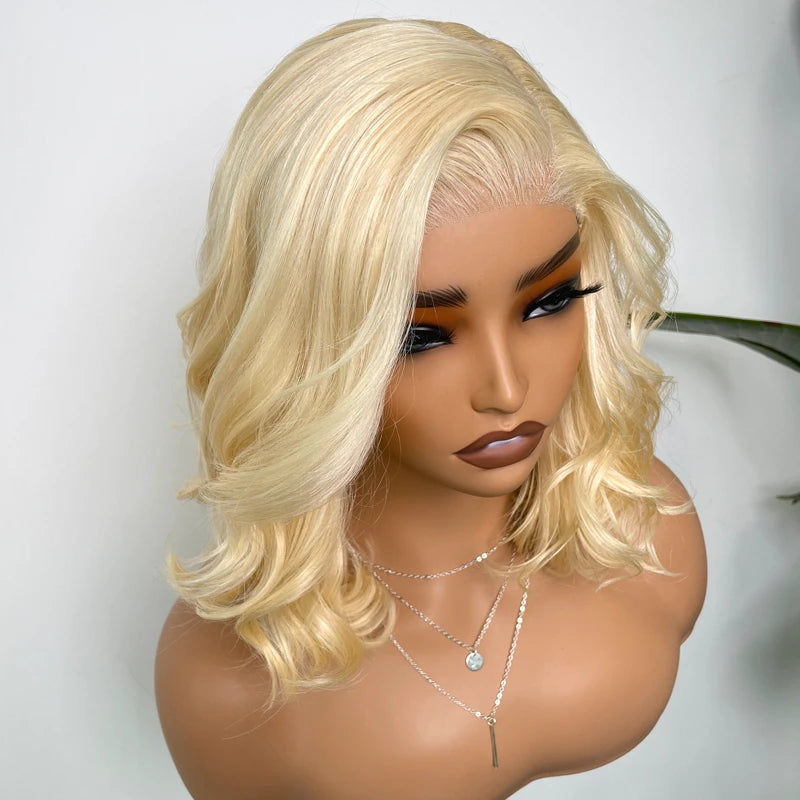 Firieya Body Wave Blonde #613 13x4 Transparent Lace Frontal Bob Wig 100% Virgin Human Hair