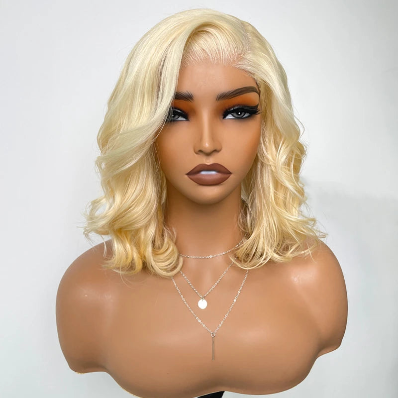Firieya Body Wave Blonde #613 13x4 Transparent Lace Frontal Bob Wig 100% Virgin Human Hair