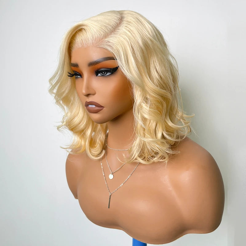 Firieya Body Wave Blonde #613 13x4 Transparent Lace Frontal Bob Wig 100% Virgin Human Hair