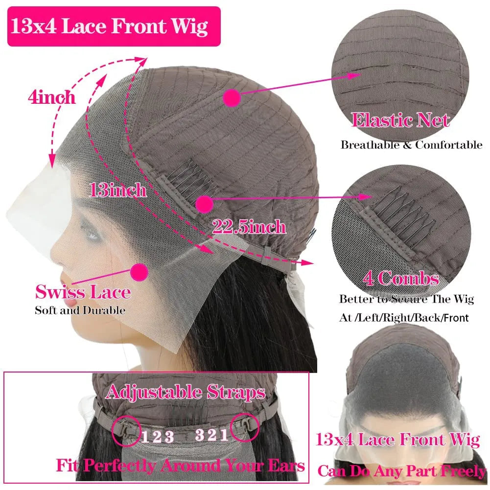 300% Density Bold Bounce Glueless Water Wave 13x4 HD Lace Front Wigs Transparent Lace Color Wig Plucked Hairline