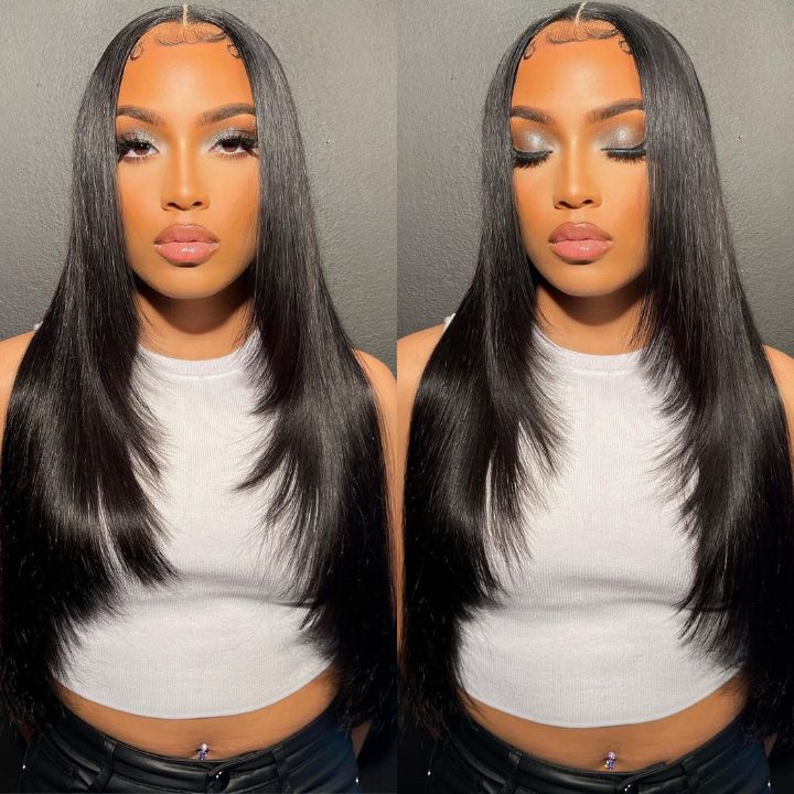 Firieya Layered Cut 90's Inspired Straight Human Hair 13x4 Glueless HD Lace Wig