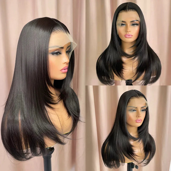 Firieya Layered Cut 90's Inspired Straight Human Hair 13x4 Glueless HD Lace Wig