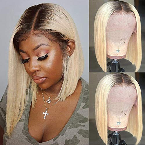 Firieya Ombre Blonde 13x4 Transparent HD Lace Frontal Straight Bob Wigs Brazilian Virgin Human Hair Wig