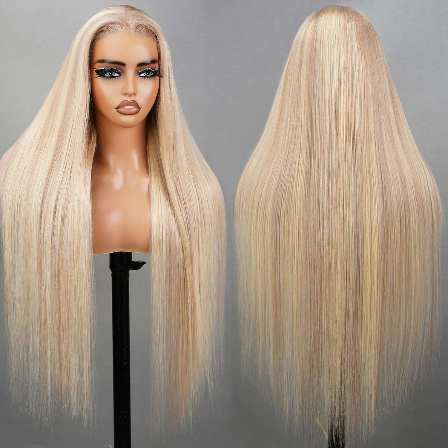 Firieya P18/613 Ash Blonde Highlight Straight/Body Wave Wig 13x4 HD Lace Frontal Pre-plucked Human Hair Wig