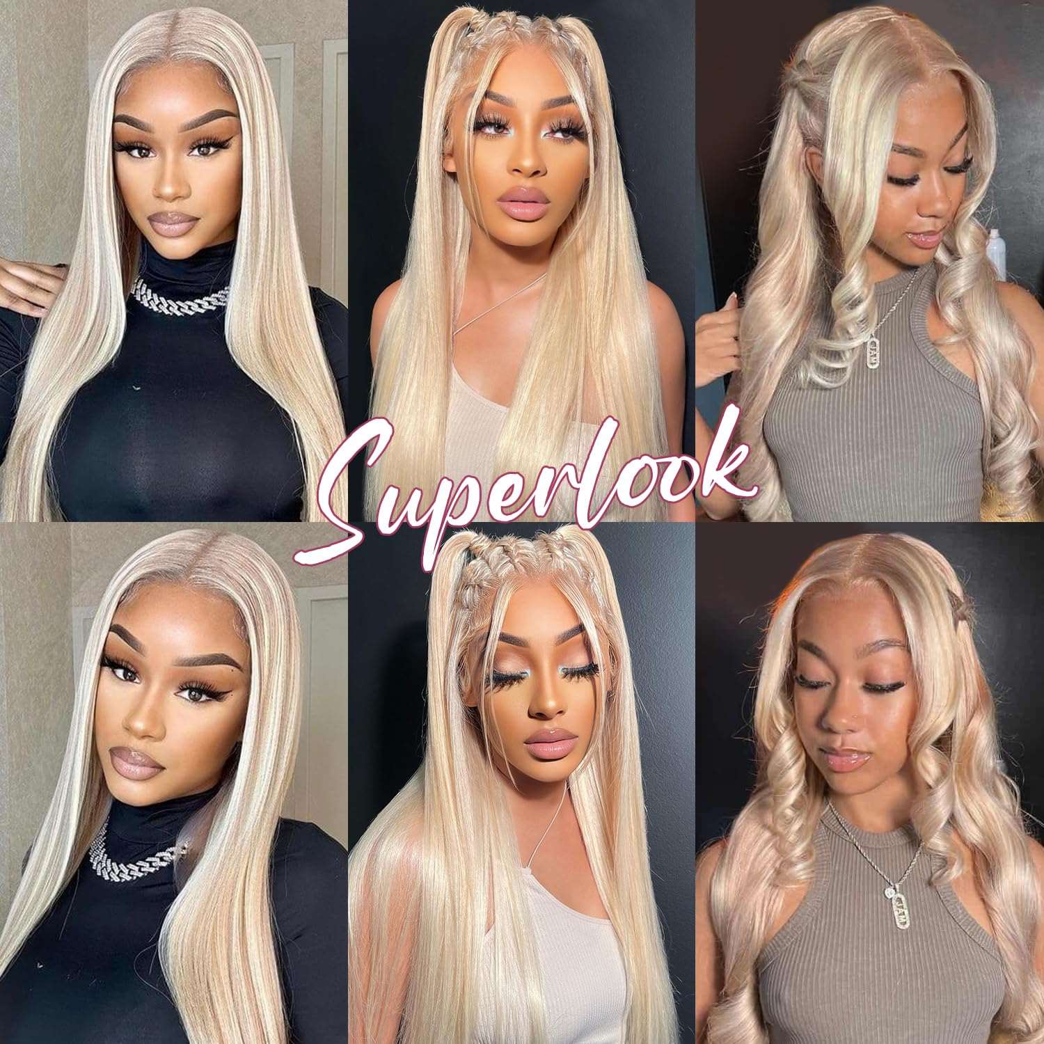 Firieya P18/613 Ash Blonde Highlight Straight/Body Wave Wig 13x4 HD Lace Frontal Pre-plucked Human Hair Wig