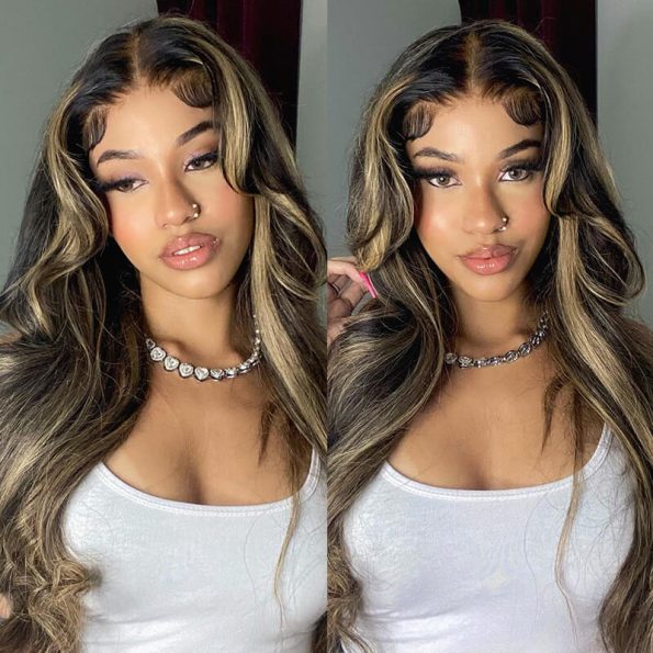 Firieya Balayage Highlight Wig Straight/Body Wave 7Γ5 HD Wear Go Glueless Pre-Cut Lace Wig