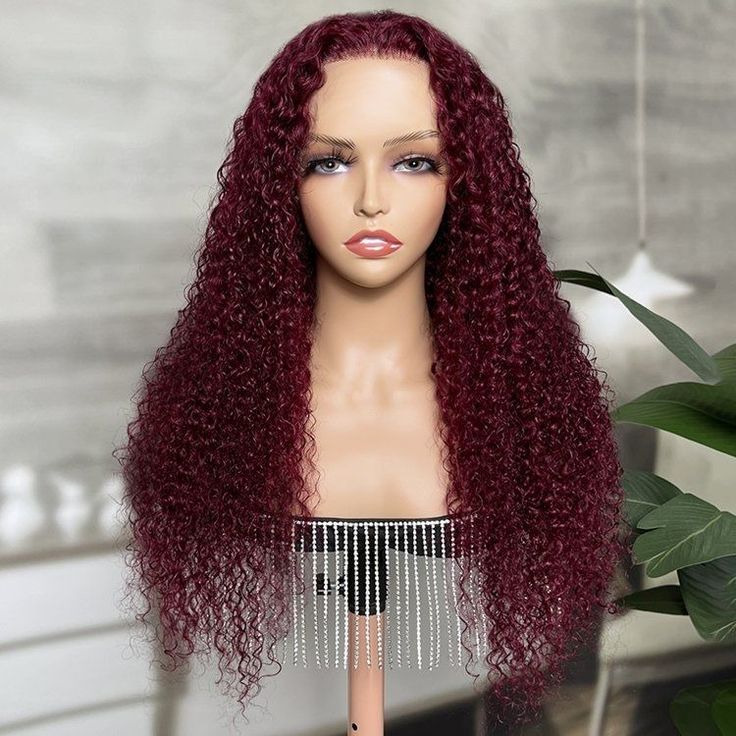 Firieya 99j Burgundy Lace Front Wigs Human Hair Pre Plucked Jerry Curly 9x6 HD Lace Front Human Hair Wigs for Women with Baby Hair