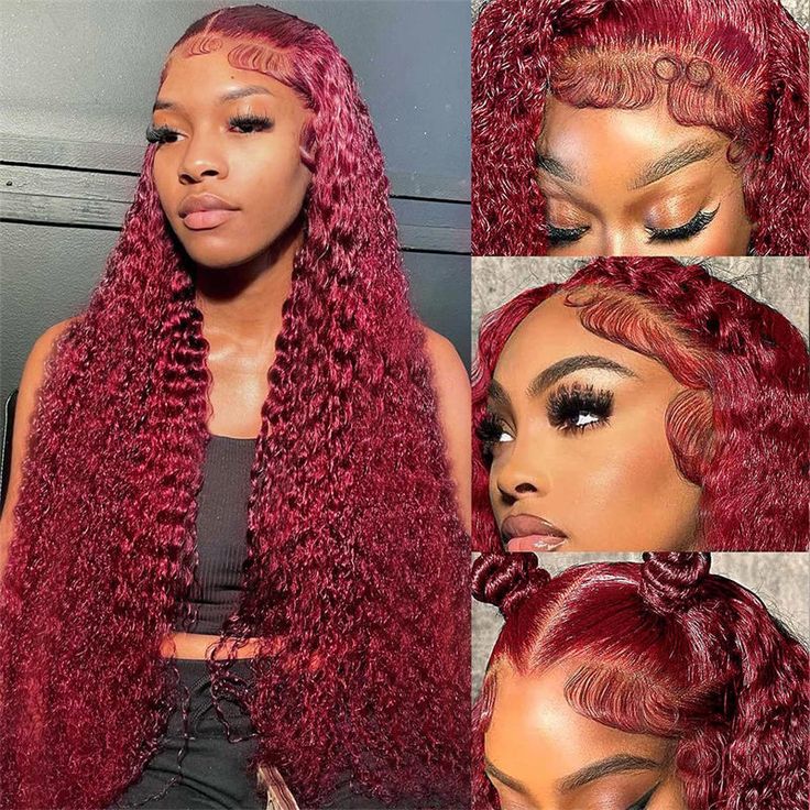 Firieya 99J Burgundy 13x4 Lace Frontal Gluless Wig Burgundy Jerry Curly Human Hair Wigs